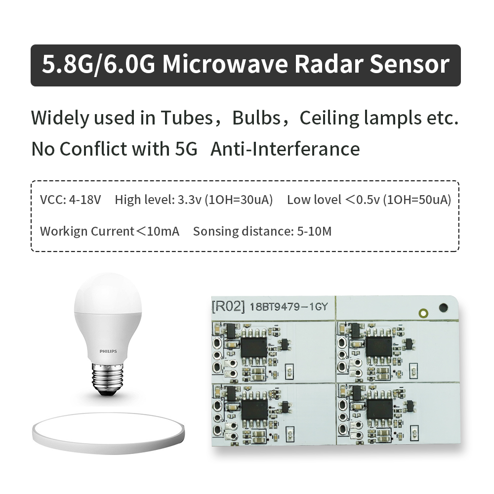 TZ High Performance Motion Sensor Module Radar Motion Sensor 3.8GHz To 5.8GHz Microwave Radar Sensor Module for LED